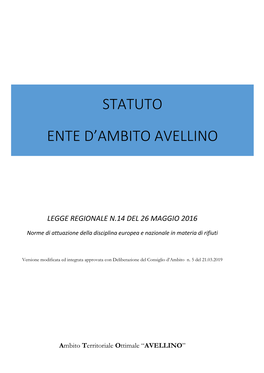 Statuto Ente D'ambito Avellino