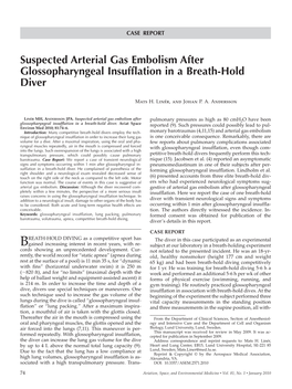 Suspected Arterial Gas Embolism After Glossopharyngeal Insufflation