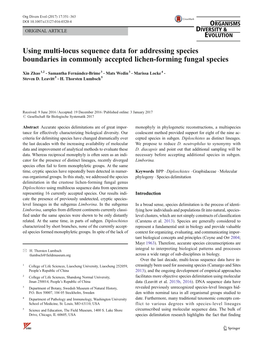 Using Multi-Locus Sequence Data for Addressing Species Boundaries in Commonly Accepted Lichen-Forming Fungal Species