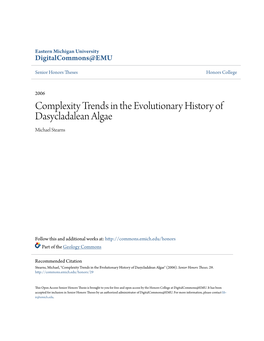 Complexity Trends in the Evolutionary History of Dasycladalean Algae Michael Stearns