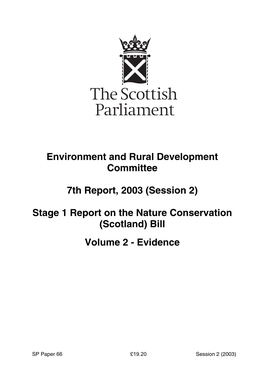 Environment and Rural Development Committee 7Th Report, 2003