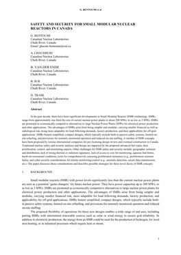 Safety and Security for Small Modular Nuclear Reactors in Canada