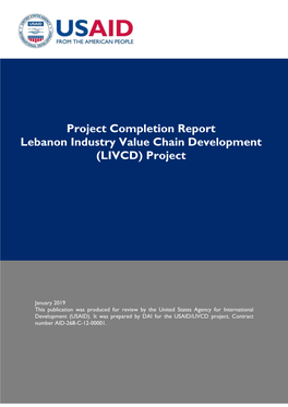 Project Completion Report Lebanon Industry Value Chain Development (LIVCD)