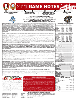 2021 Game Notes