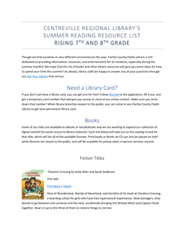 Centreville Regional Library's Summer Reading