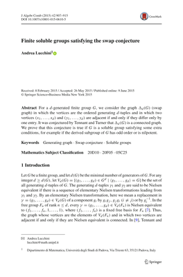 Finite Soluble Groups Satisfying the Swap Conjecture