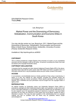 Market Power and the Downsizing of Democracy. Globalization, Communication and Economic Elites in South Korea