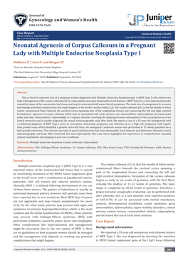 Neonatal Agenesis of Corpus Callosum in a Pregnant Lady with Multiple Endocrine Neoplasia Type I