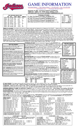 09-18-2009 Cleveland Game Notes