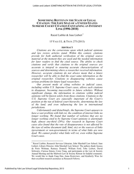 Something Rotten in the State of Legal Citation: the Life Span of a United States Supreme Court Citation Containing an Internet Link (1996-2010)