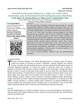 A Review on Cocculus Pendulus (J. R. Forst. & G. Forst.) Diels: Traditional Uses, Phytochemistry and Pharmacological Propert