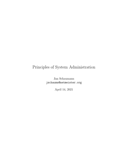 Principles of System Administration