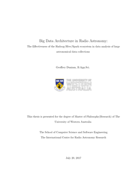 Big Data Architecture in Radio Astronomy: the Eﬀectiveness of the Hadoop/Hive/Spark Ecosystem in Data Analysis of Large Astronomical Data Collections