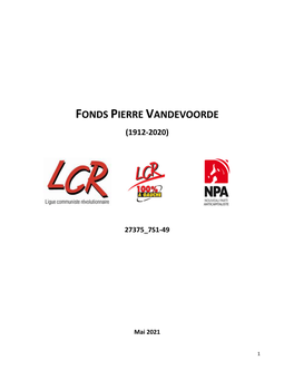 Fonds Pierre Vandevoorde (1912-2020)
