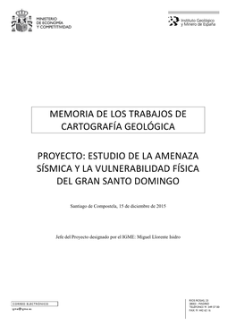 Memoria Geología Del Gran Santo Domingo