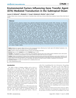 Environmental Factors Influencing Gene Transfer Agent (GTA) Mediated Transduction in the Subtropical Ocean