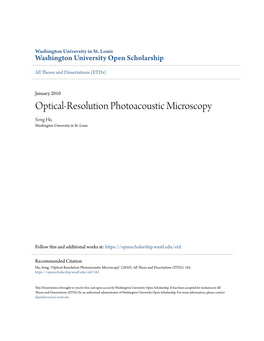 Optical-Resolution Photoacoustic Microscopy Song Hu Washington University in St