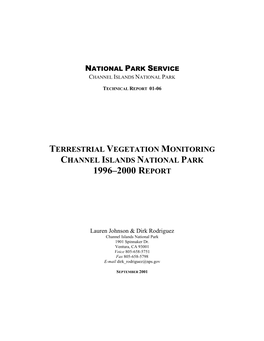 Terrestrial Vegetation Monitoring Channel Islands National Park 1996–2000 Report