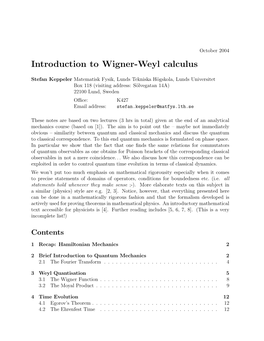 Introduction to Wigner-Weyl Calculus