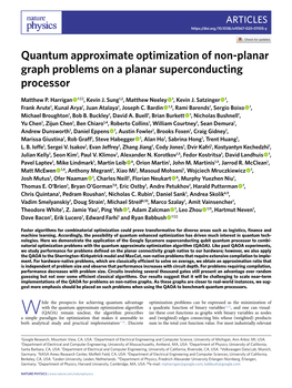 Quantum Approximate Optimization of Non-Planar Graph Problems on a Planar Superconducting Processor