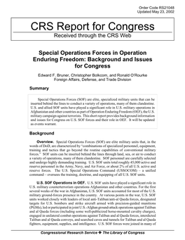 CRS Report for Congress Received Through the CRS Web