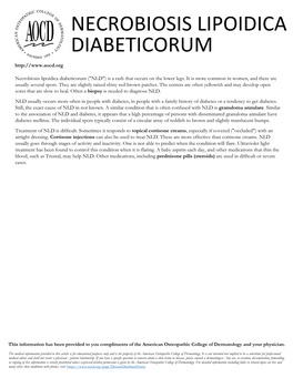 Necrobiosis Lipoidica Diabeticorum