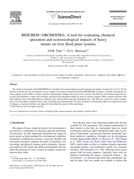 A Tool for Evaluating Chemical Speciation and Ecotoxicological Impacts of Heavy Metals on River ﬂood Plain Systems