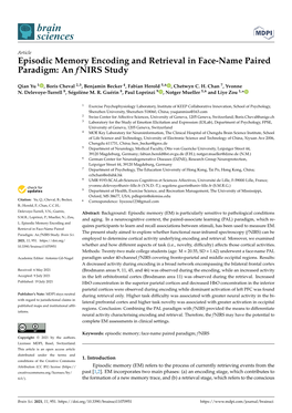 Episodic Memory Encoding and Retrieval in Face-Name Paired Paradigm: an Fnirs Study