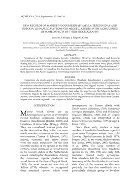 New Records of Marine Wood Borers (Bivalvia: Teredinidae and Isopoda: Limnoriidae) from São Miguel, Azores, with a Discussion of Some Aspects of Their Biogeography