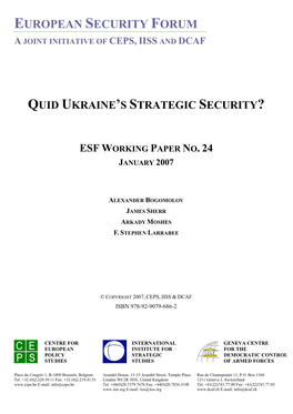 Quid Ukraine's Strategic Security?