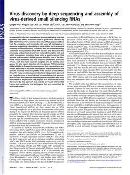 Virus Discovery by Deep Sequencing and Assembly of Virus-Derived Small Silencing Rnas