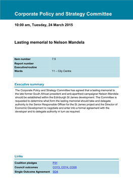 Report Lasting Memorial to Nelson Mandela