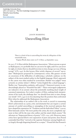 Unravelling Eliot