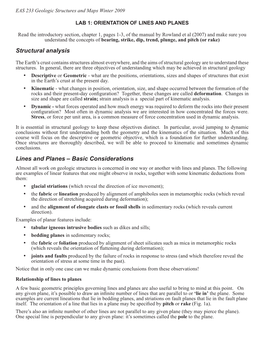 Structural Analysis Lines and Planes