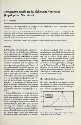 Mesapamea Secalis En M. Didyma in Nederland (Lepidoptera: Noctuidae)