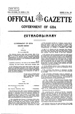 Official~ Gazette Government .Of Goa
