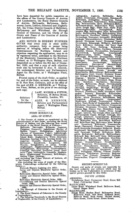The Belfast Gazette, November 7, 1930. 1335