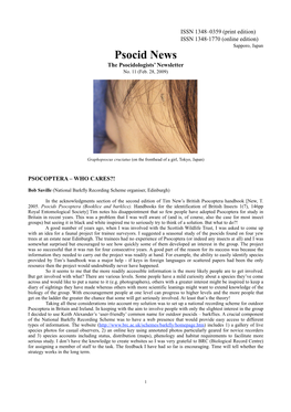 Psocid News the Psocidologists’ Newsletter No