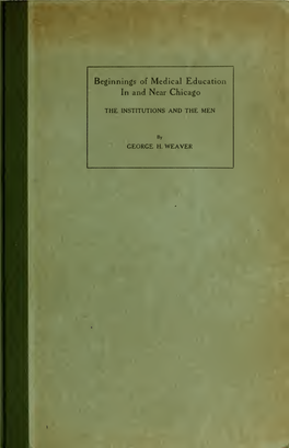 Beginnings of Medical Education in and Near Chicago