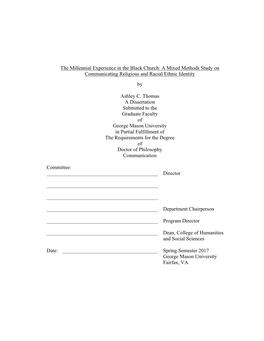 The Millennial Experience in the Black Church: a Mixed Methods Study on Communicating Religious and Racial/Ethnic Identity By