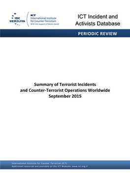 Summary of Terrorist Incidents and Counter-Terrorist Operations Worldwide September 2015