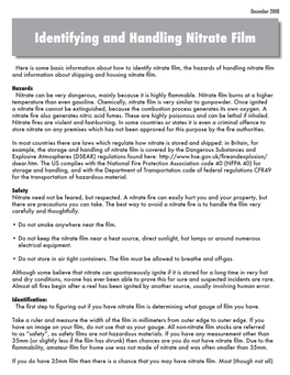 Identifying and Handling Nitrate Film