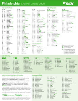 Philadelphia Channel Lineup 2020