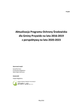 Aktualizacja Programu Ochrony Środowiska Dla Gminy Przywidz Na Lata 2016-2019 Z Perspektywą Na Lata 2020-2023
