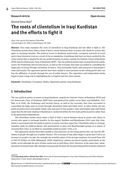 The Roots of Clientelism in Iraqi Kurdistan and the Efforts to Fight It 99