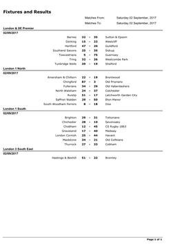 Fixtures and Results