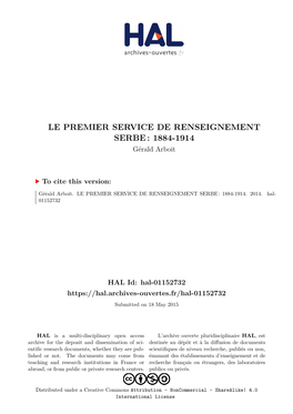 Le Premier Service De Renseignement Serbe: 1884