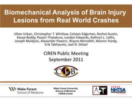 Biomechanical Analysis of Brain Injury Lesions from Real World Crashes