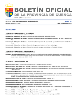 BOLETÍN OFICIAL DE LA PROVINCIA DE CUENCA Edición Digital