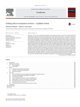 Linking Soils to Ecosystem Services — a Global Review Geoderma